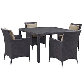 Modway Furniture Convene Espresso Mocha 5pc Outdoor Patio Dining Set