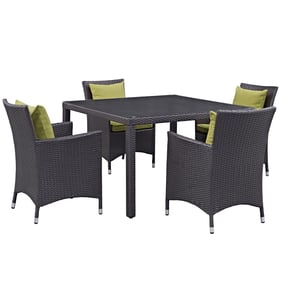 Modway Furniture Convene Espresso Peridot 5pc Outdoor Patio Dining Set