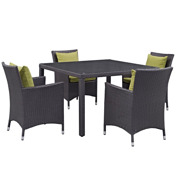 Modway Furniture Convene Espresso Peridot 5pc Outdoor Patio Dining Set EEI-2191-EXP-PER-SET