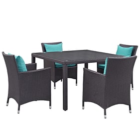 Modway Furniture Convene Espresso Turquoise 5pc Outdoor Patio Dining Set