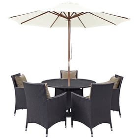 Modway Furniture Convene Espresso Mocha 7pc Round Outdoor Patio Dining Set