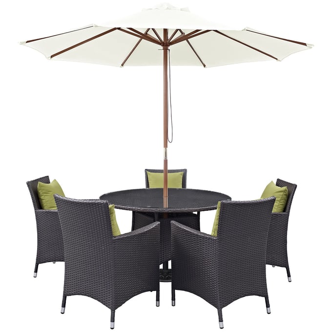 Modway Furniture Convene Espresso Peridot 7pc Round Outdoor Patio Dining Set EEI-2193-EXP-PER-SET