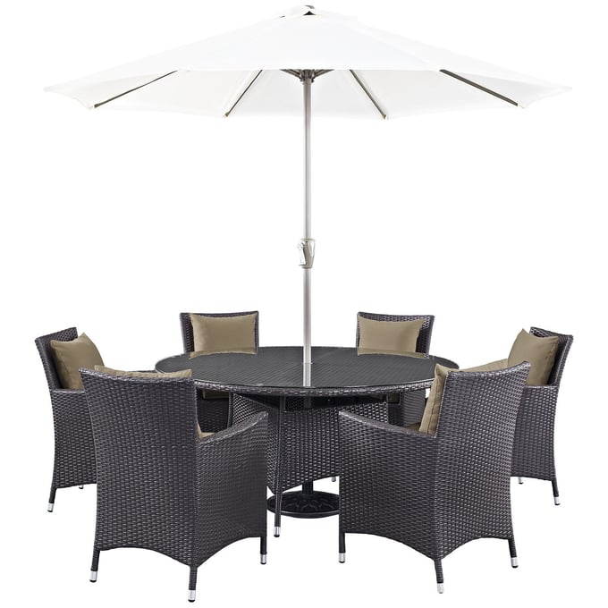 Modway Furniture Convene Espresso Mocha 8pc Outdoor Patio Dining Set EEI-2194-EXP-MOC-SET