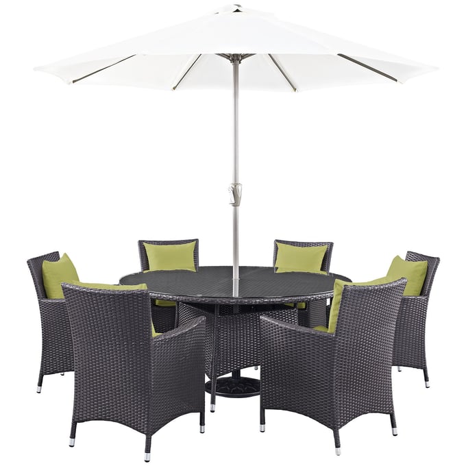 Modway Furniture Convene Espresso Peridot 8pc Outdoor Patio Dining Set EEI-2194-EXP-PER-SET