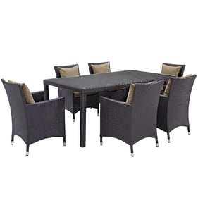 Modway Furniture Convene Espresso Mocha 7pc Rectangle Outdoor Patio Dining ...