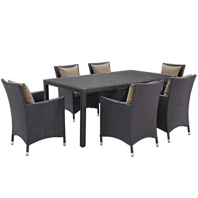 Modway Furniture Convene Espresso Mocha 7pc Rectangle Outdoor Patio Dining Set EEI-2199-EXP-MOC-SET