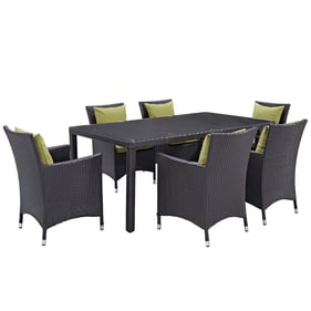 Modway Furniture Convene Espresso Peridot 7pc Rectangle Outdoor Patio Dinin...