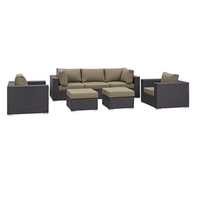 Modway Furniture Convene Espresso Mocha Fabric 7pc Outdoor Patio Sofa Set