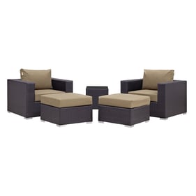 Modway Furniture Convene Espresso Mocha 5pc Outdoor Patio Chair and Ottoman