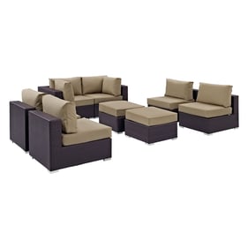 Modway Furniture Convene Espresso Mocha Fabric 8pc Outdoor Patio Sofa Set