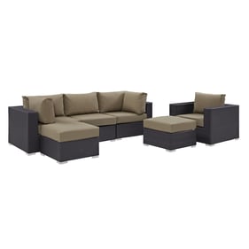 Modway Furniture Convene Espresso Mocha 6pc Outdoor Patio Sectional Set