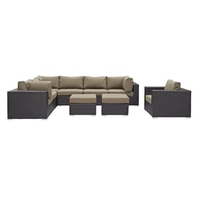 Modway Furniture Convene Espresso Mocha 9pc Outdoor Patio Sectional Set