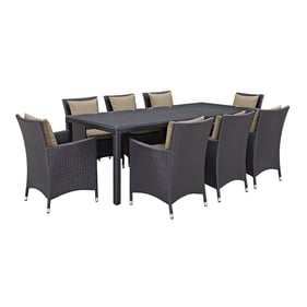 Modway Furniture Convene Espresso Mocha 9pc Outdoor Patio Dining Set