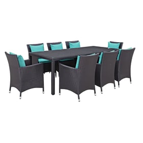 Modway Furniture Convene Espresso Turquoise 9pc Outdoor Patio Dining Set