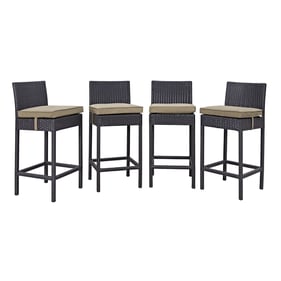 4 Modway Furniture Convene Espresso Mocha Outdoor Patio Bar Stools