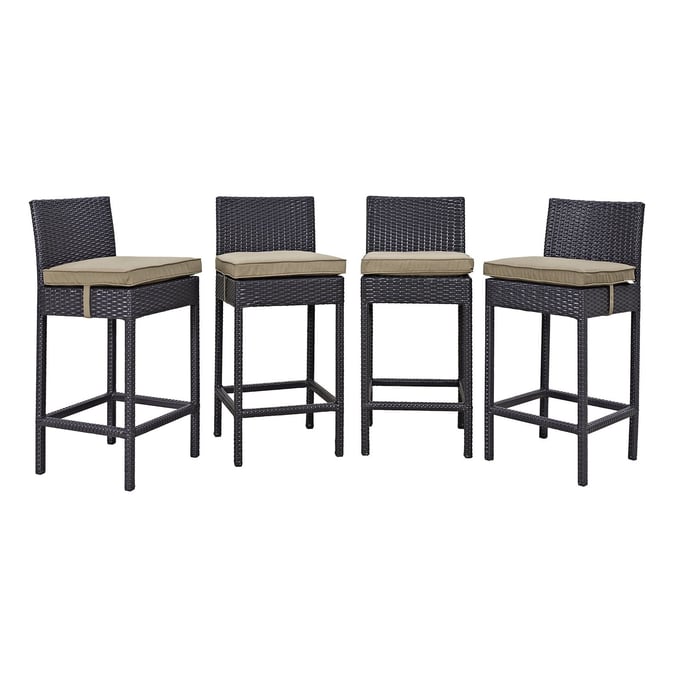 4 Modway Furniture Convene Espresso Mocha Outdoor Patio Bar Stools EEI-2218-EXP-MOC-SET