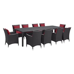 Modway Furniture Convene Espresso Red 11pc Outdoor Patio Dining Set