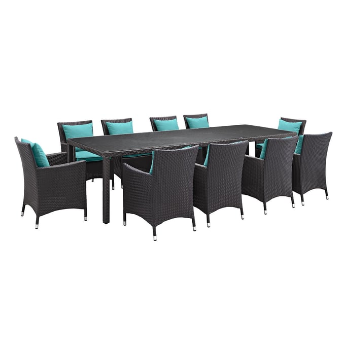 Modway Furniture Convene Espresso Turquoise 11pc Outdoor Patio Dining Set EEI-2219-EXP-TRQ-SET