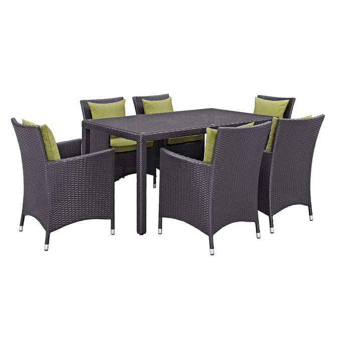 Modway Furniture Convene Espresso Peridot 7pc Outdoor Patio Dining Set EEI-2241-EXP-PER-SET