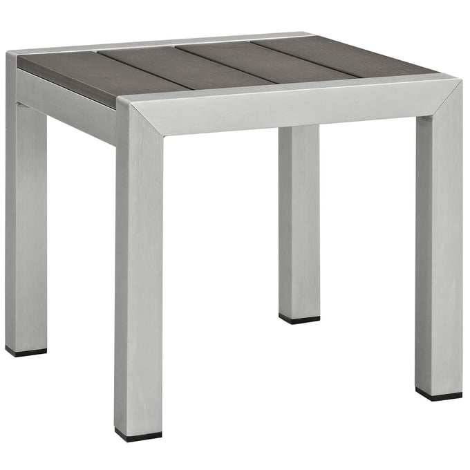 Modway Furniture Shore Outdoor Side Table EEI-2248-SLV-GRY