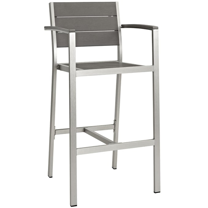 Modway Furniture Shore Outdoor Bar Stool EEI-2254-SLV-GRY