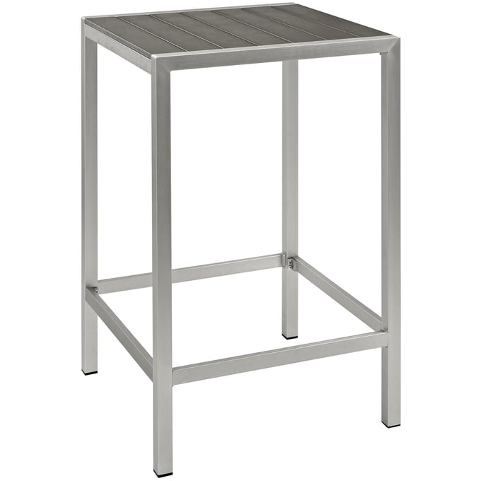 Modway Furniture Shore Outdoor Patio Bar Table EEI-2256-SLV-GRY