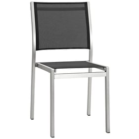 Modway Furniture Shore Silver Black Outdoor Patio Aluminum Side Chair