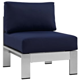 Modway Furniture Shore Silver Navy Outdoor Armless Chair