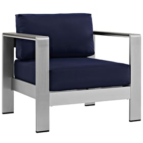 Modway Furniture Shore Silver Navy Outdoor Patio Armchair