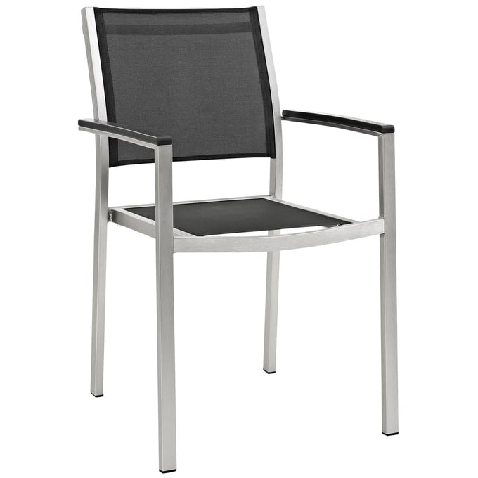 Modway Furniture Shore Silver Black Outdoor Patio Dining Chair EEI-2272-SLV-BLK