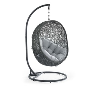 Modway Furniture Hide Gray Outdoor Swing Chair with Stand