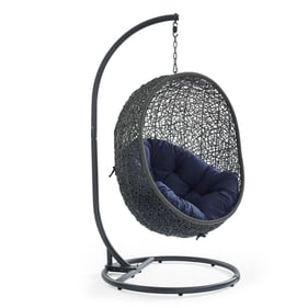 Modway Furniture Hide Gray Navy Outdoor Swing Chair with Stand