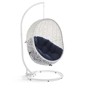 Modway Furniture Hide White Navy Outdoor Swing Chair with Stand