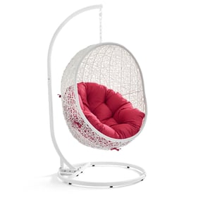 Modway Furniture Hide White Red Outdoor Swing Chair with Stand