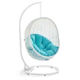 Modway Furniture Hide White Turquoise Outdoor Swing Chair with Stand