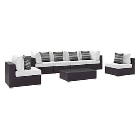 Modway Furniture Convene Espresso White 7pc Outdoor Sectional