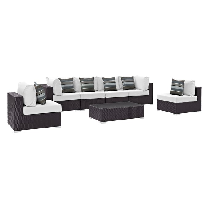 Modway Furniture Convene Espresso White 7pc Outdoor Sectional EEI-2357-EXP-WHI-SET