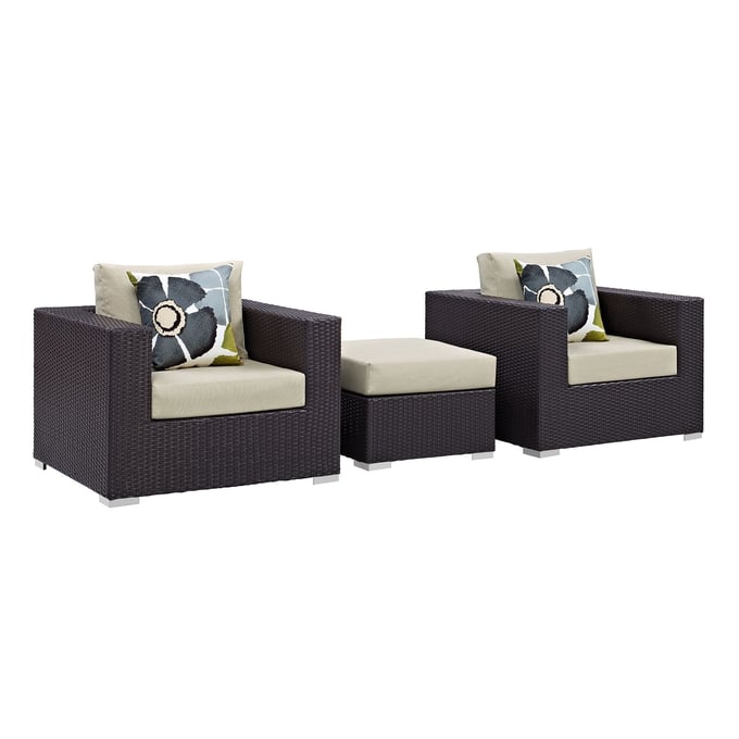 Modway Furniture Convene Beige 3pc Outdoor Patio Sofa Set EEI-2363-EXP-BEI-SET