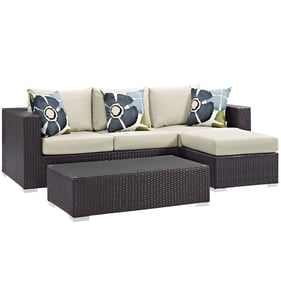 Modway Furniture Convene Espresso Beige 3pc Outdoor Patio Sofa Set