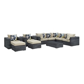 Modway Furniture Summon Beige 10pc Outdoor Sunbrella Sectional