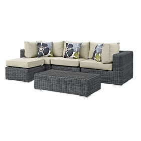 Modway Furniture Summon Beige 5pc Outdoor Patio Sectional