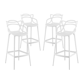 4 Modway Furniture Entangled White Bar Stools