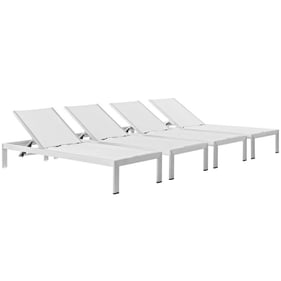 4 Modway Furniture Shore Silver White Outdoor Chaises