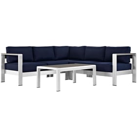 Modway Furniture Shore Silver Navy 4pc Outdoor Sectional