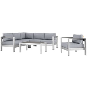 Modway Furniture Shore Silver Gray 5pc Outdoor Patio Sectional