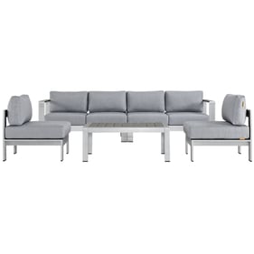 Modway Furniture Shore Silver Gray 5pc Outdoor Sofa Set