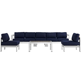 Modway Furniture Shore Silver Navy 6pc Outdoor Sofa Set