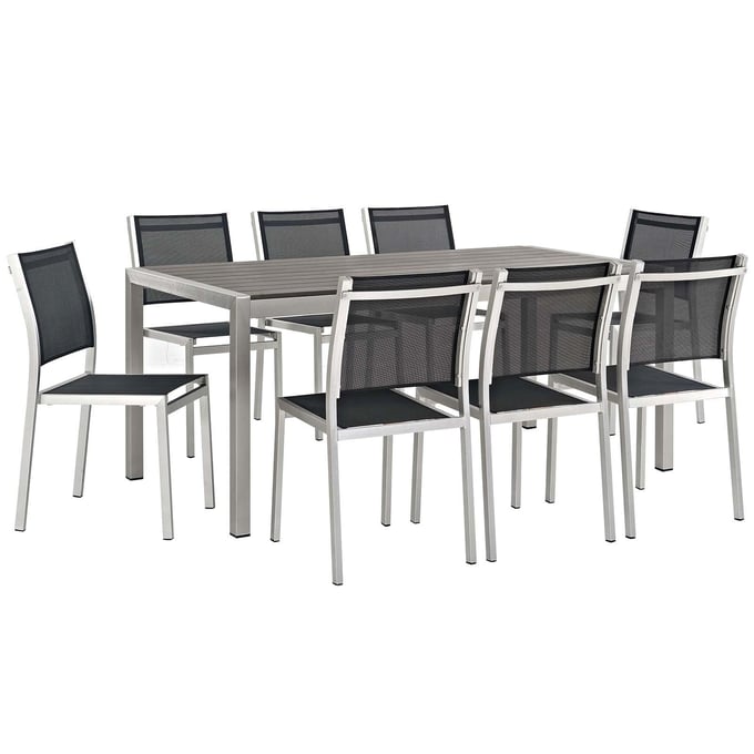 Modway Furniture Shore 9pc Outdoor Dining Set EEI-2583-SLV-BLK-SET