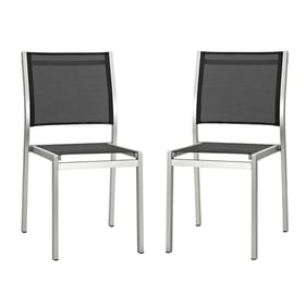 2 Modway Furniture Shore Silver Black Outdoor Patio Side Chairs