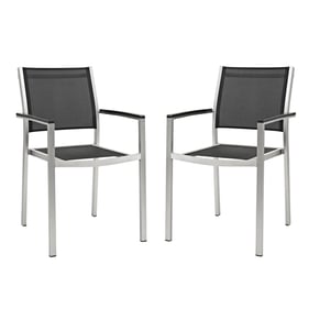 2 Modway Furniture Shore Black Outdoor Patio Dining Chairs